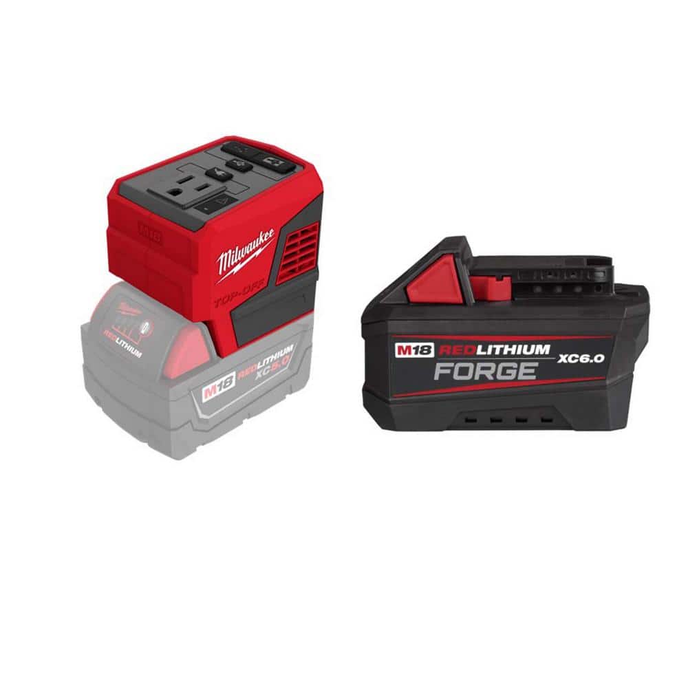 Milwaukee M18 18V Lithium-Ion 175W Compact Inverter + M18 HIGH OUTPUT FORGE XC6.0 Battery Kit