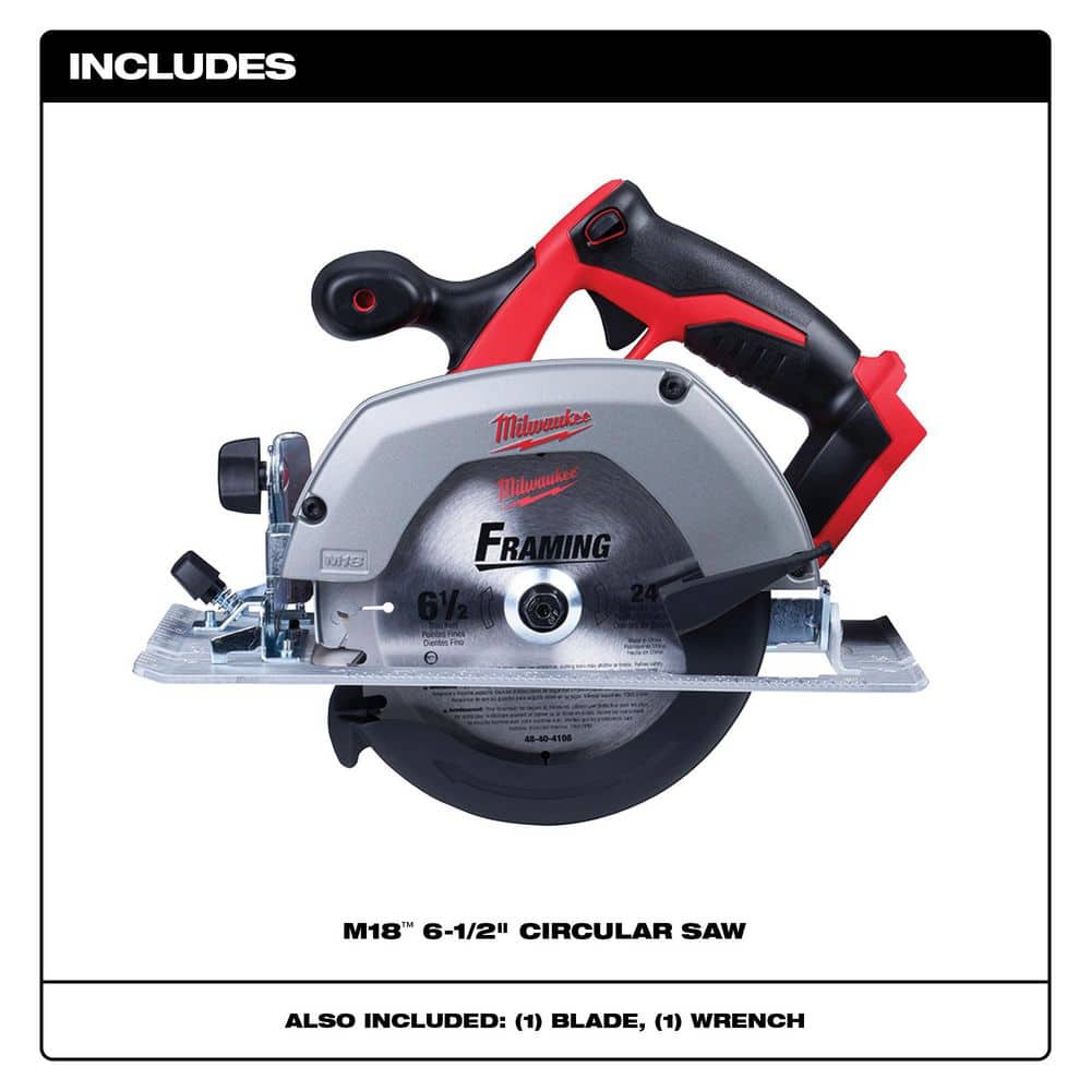 Milwaukee M18 18V Lithium-Ion Cordless 6-1/2 in. Circular Saw Kit with (2) 5.0Ah Batteries and Charger - Image 3