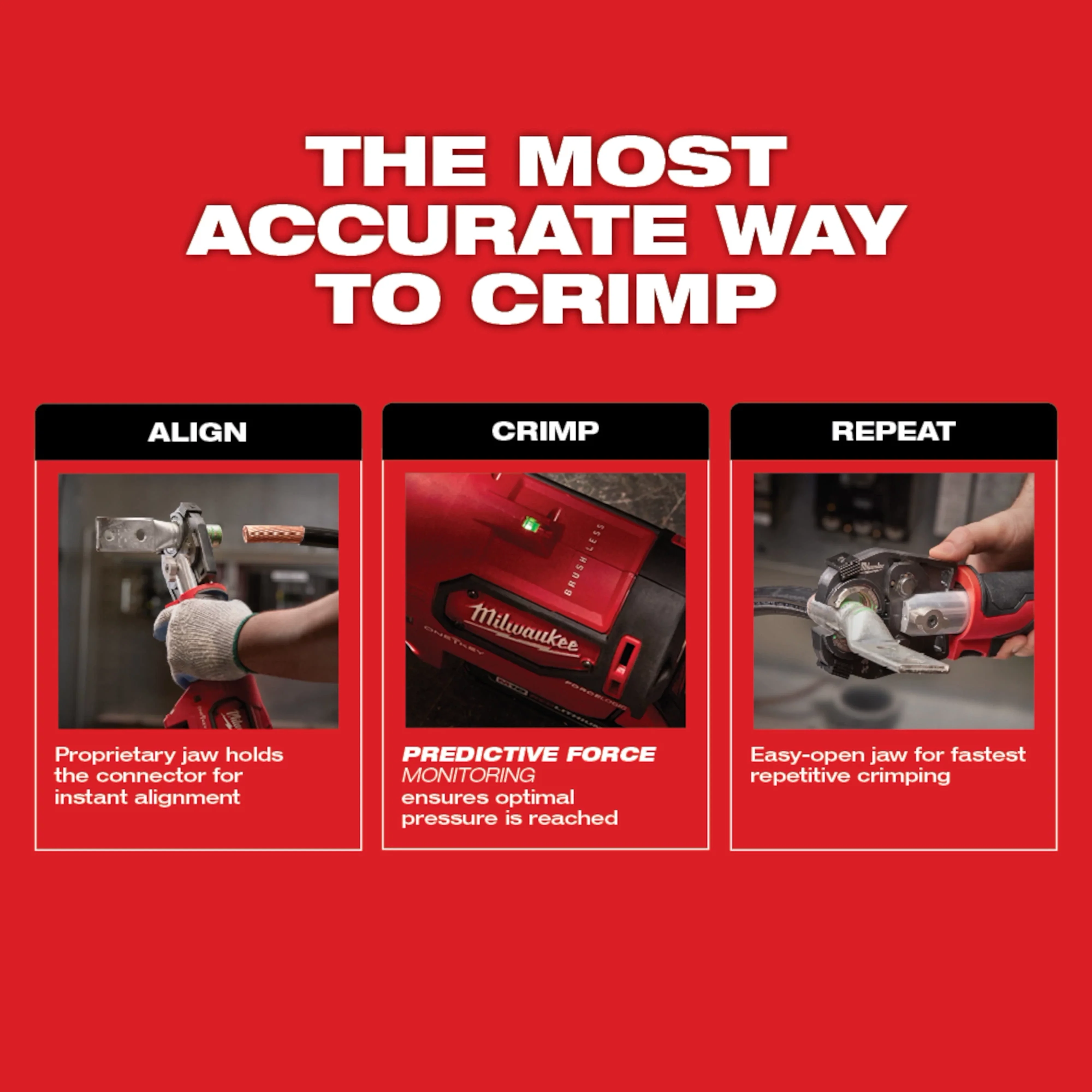 Milwaukee M18 18V Lithium-Ion Cordless FORCE LOGIC 600 MCM Crimper Kit with 600 MCM Copper U-Style Die Kit - Image 5