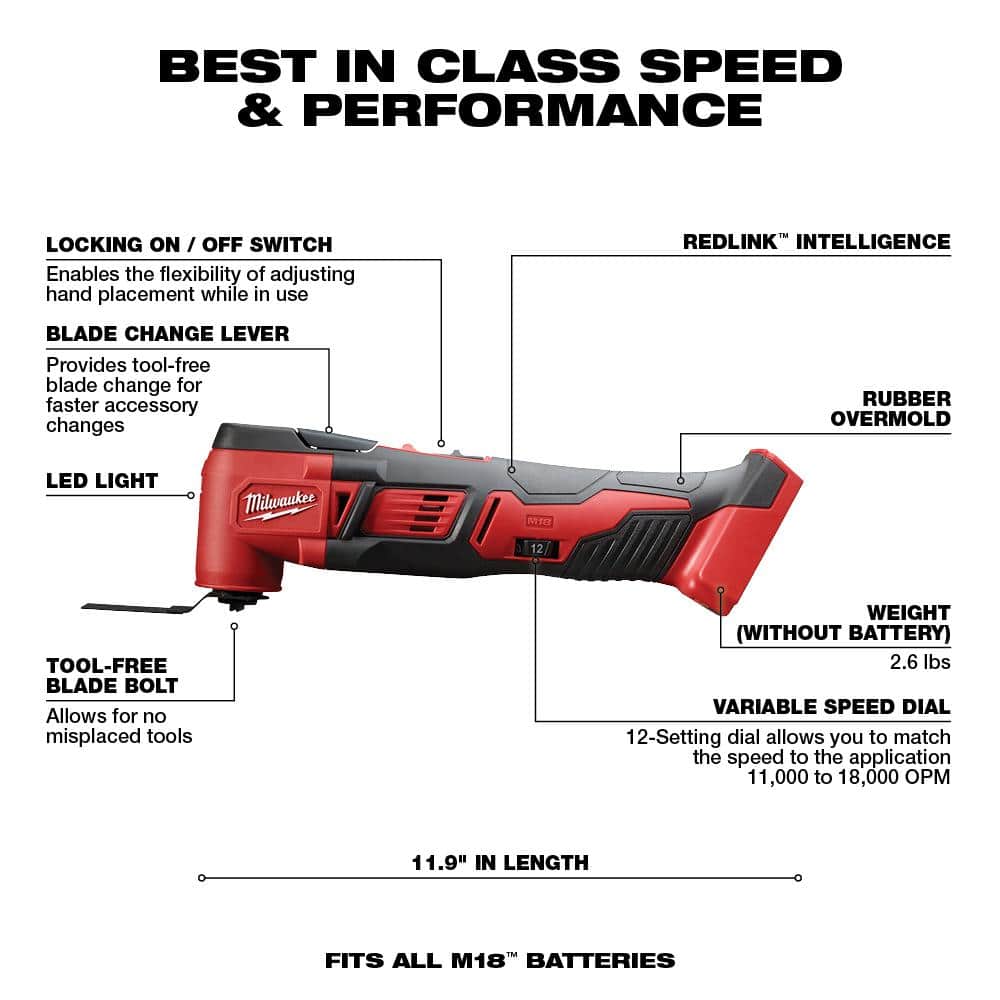 Milwaukee M18 18V Lithium-Ion Cordless HACKZALL Reciprocating Saw with Multi-Tool and XC 5.0Ah Battery - Image 4