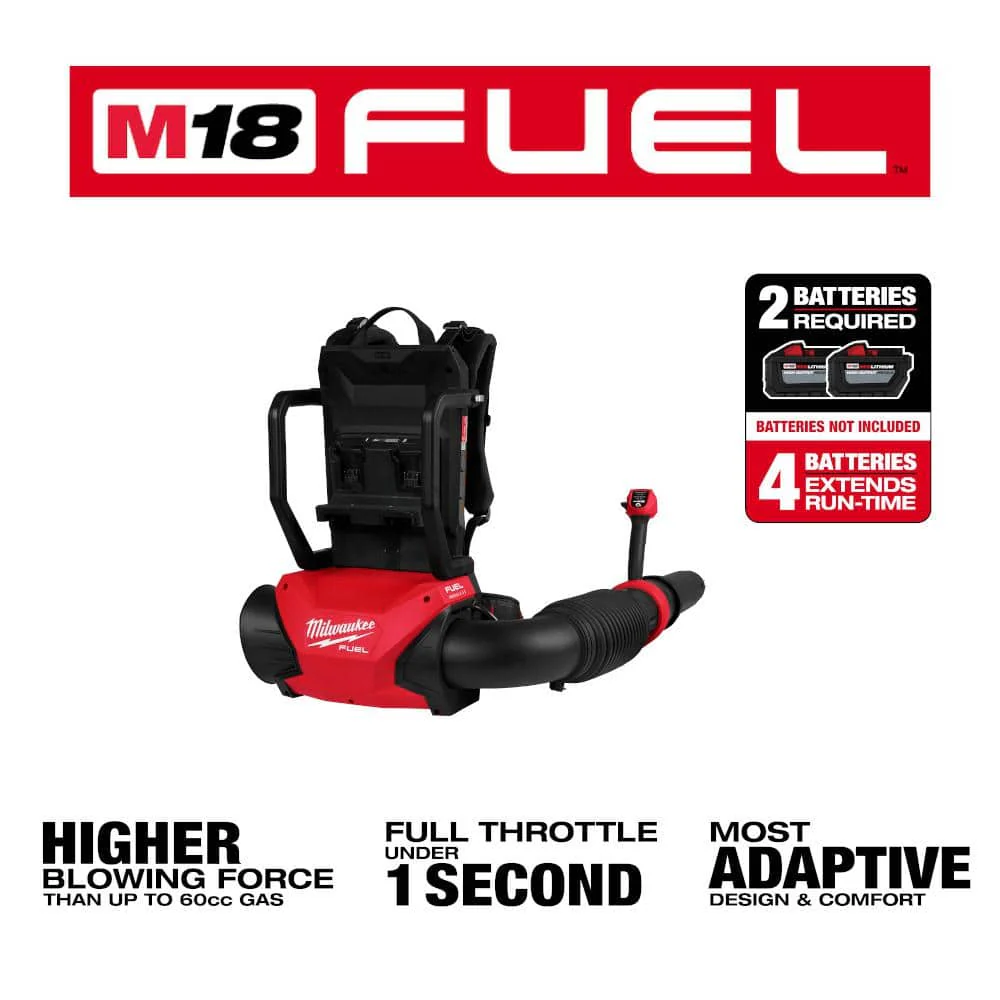 Milwaukee M18 FUEL 155 MPH 650 CFM Brushless Cordless Backpack Blower with Batteries and Charger - Image 4