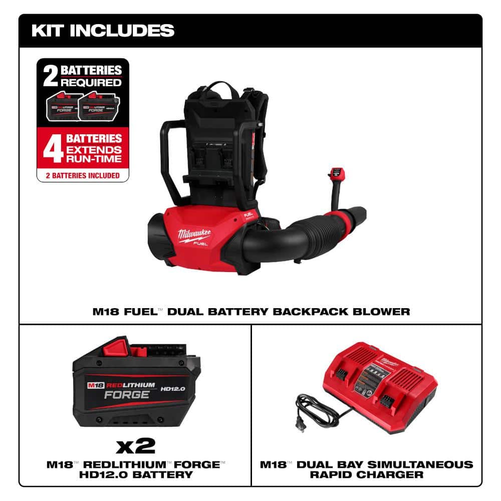 Milwaukee M18 FUEL 155 MPH 650 CFM Brushless Cordless Backpack Blower with Batteries and Charger - Image 5