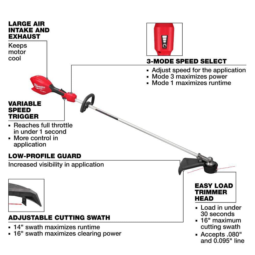 Milwaukee M18 FUEL 16" Brushless Cordless String Trimmer, 18V (Tool-Only, 3046-20) - Image 5
