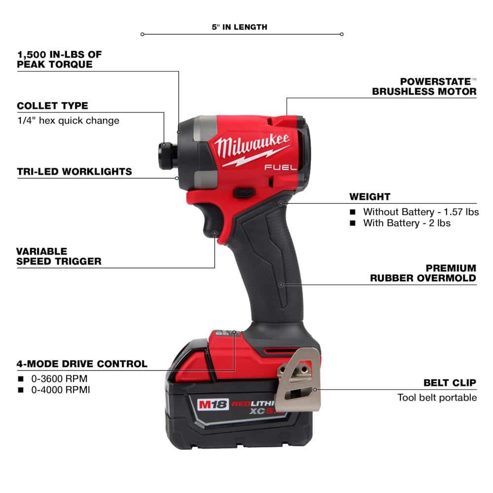 Milwaukee M18 FUEL 18‑V Lithium‑Ion Brushless Cordless Hammer Drill & Impact Driver Combo Kit (2‑Tool) with D‑Handle Jigsaw - Image 5