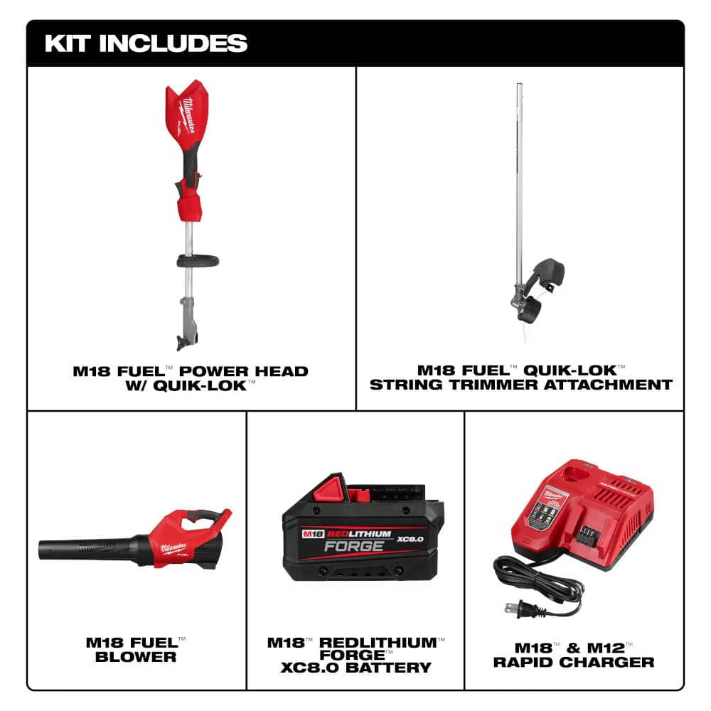 Milwaukee M18 FUEL 18-Volt 16 in. Brushless Cordless QUIK-LOK String Trimmer & Blower Combo Kit with XC8.0 Battery (Model 3031-21) - Image 2