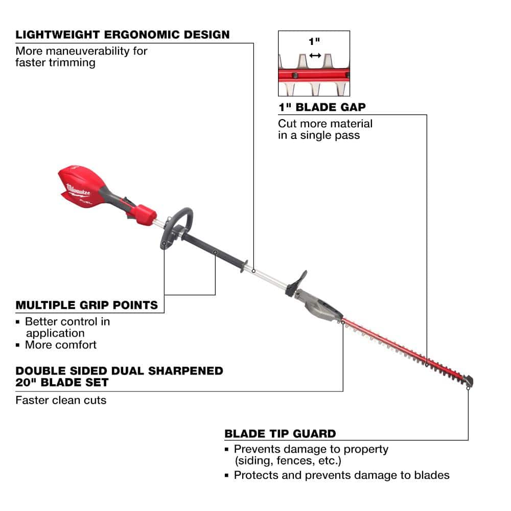 Milwaukee M18 FUEL 18V 20 in. Brushless Cordless Short Pole Hedge Trimmer (Tool-Only) - Image 5