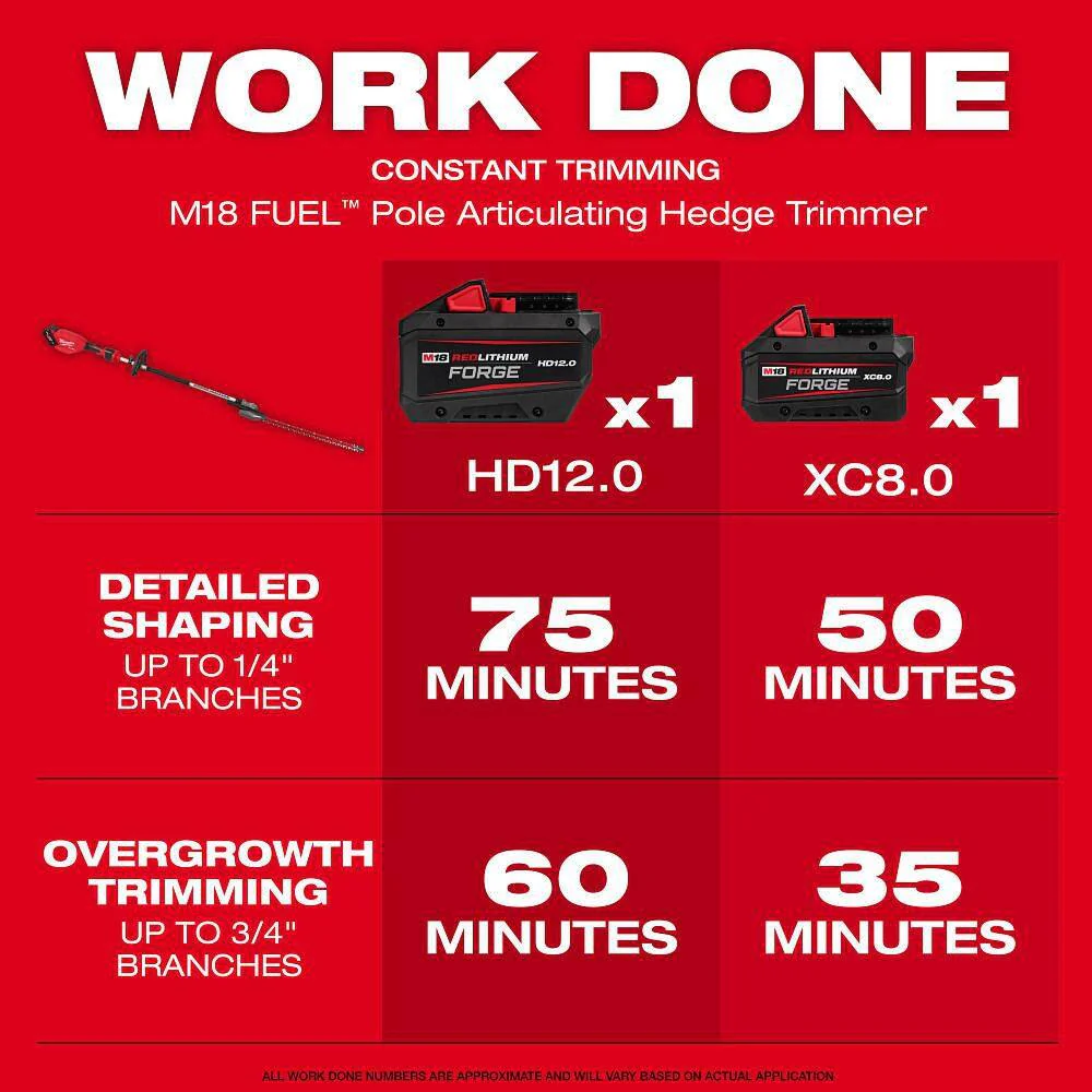 Milwaukee M18 FUEL 18V 24 in. Brushless Cordless Pole Articulating Hedge Trimmer Kit with 8.0 Ah Battery & Rapid Charger - Image 2