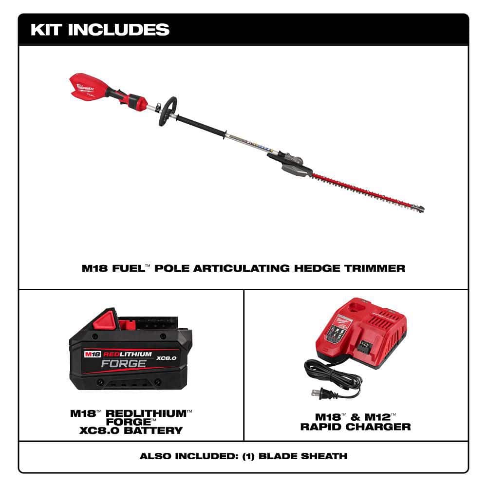 Milwaukee M18 FUEL 18V 24 in. Brushless Cordless Pole Articulating Hedge Trimmer Kit with 8.0 Ah Battery & Rapid Charger - Image 5