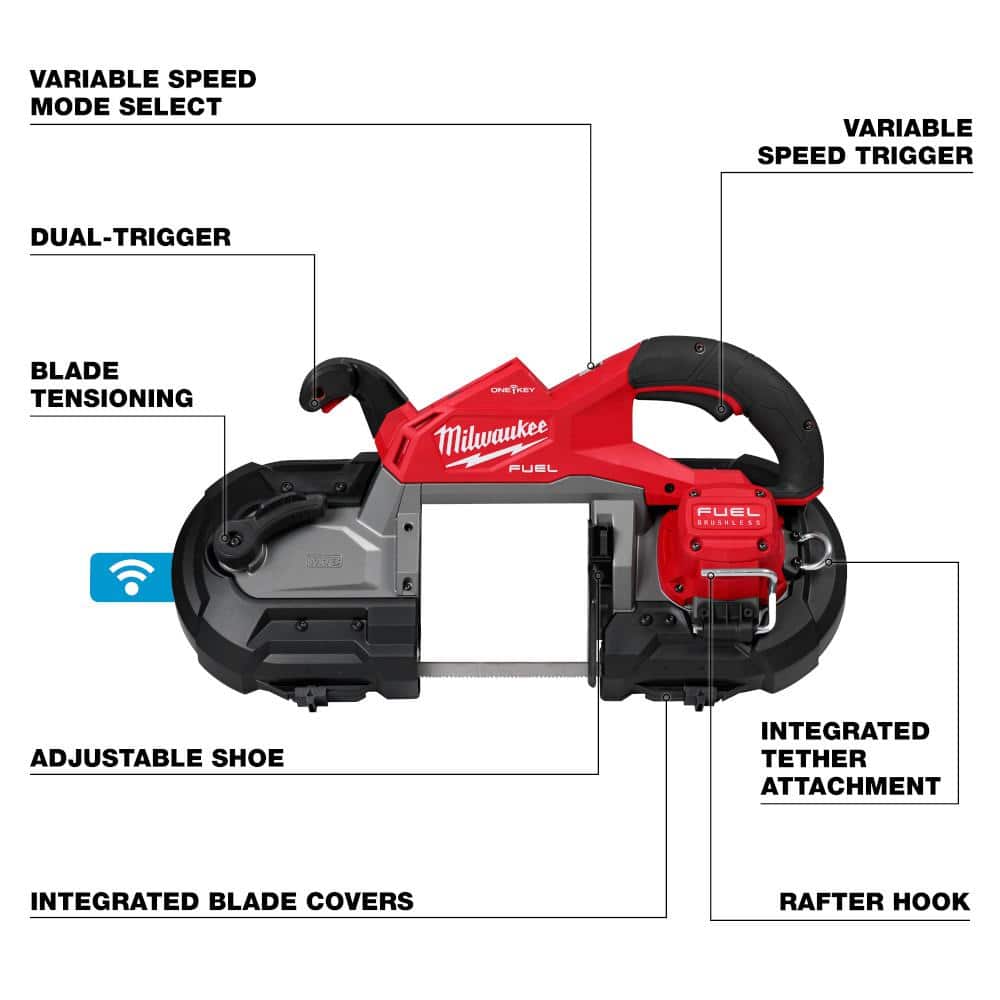 Milwaukee M18 FUEL 18V Cordless Deep Cut Band Saw Kit with ONE-KEY, 5 in. Capacity, 2 Batteries (2929S-22) - Image 6