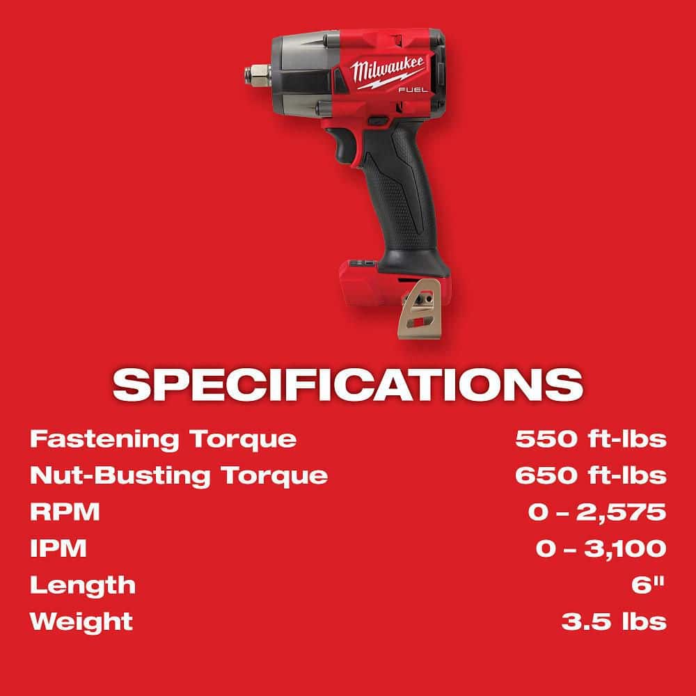 Milwaukee M18 FUEL 18V Mid‑Torque 1/2 in. Impact Wrench & M12 FUEL 3/8 in. High‑Speed Ratchet Combo Kit (Batteries & Charger) - Image 8