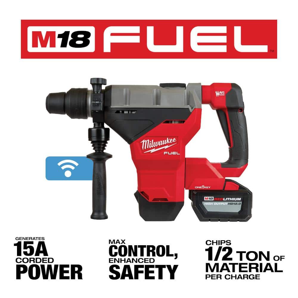 Milwaukee M18 FUEL 18V Lithium-Ion Brushless 1-9/16 in. SDS-Max Rotary Hammer Kit with 2 Batteries & M18 3/8 in. Impact Wrench - Image 4