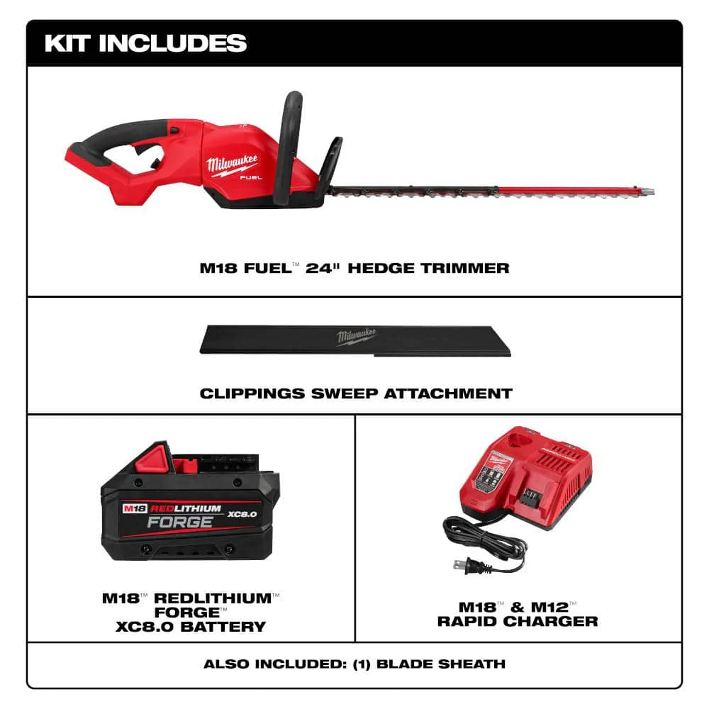 Milwaukee M18 FUEL 24" Cordless Hedge Trimmer Kit with 8.0 Ah FORGE Battery & Rapid Charger, 3033-21 - Image 5