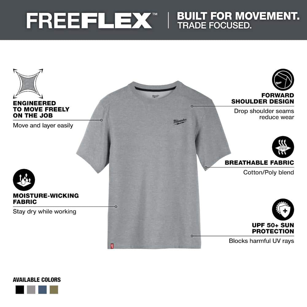 Milwaukee Men’s Large Gray Cotton/Polyester Short-Sleeve Hybrid Work T-Shirt (3-Pack) - Image 2