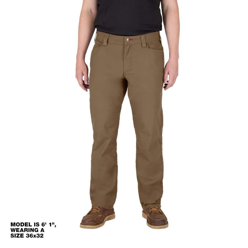 Milwaukee Men's 34x34 Khaki Cotton/Polyester Work Pants with 7 Pockets