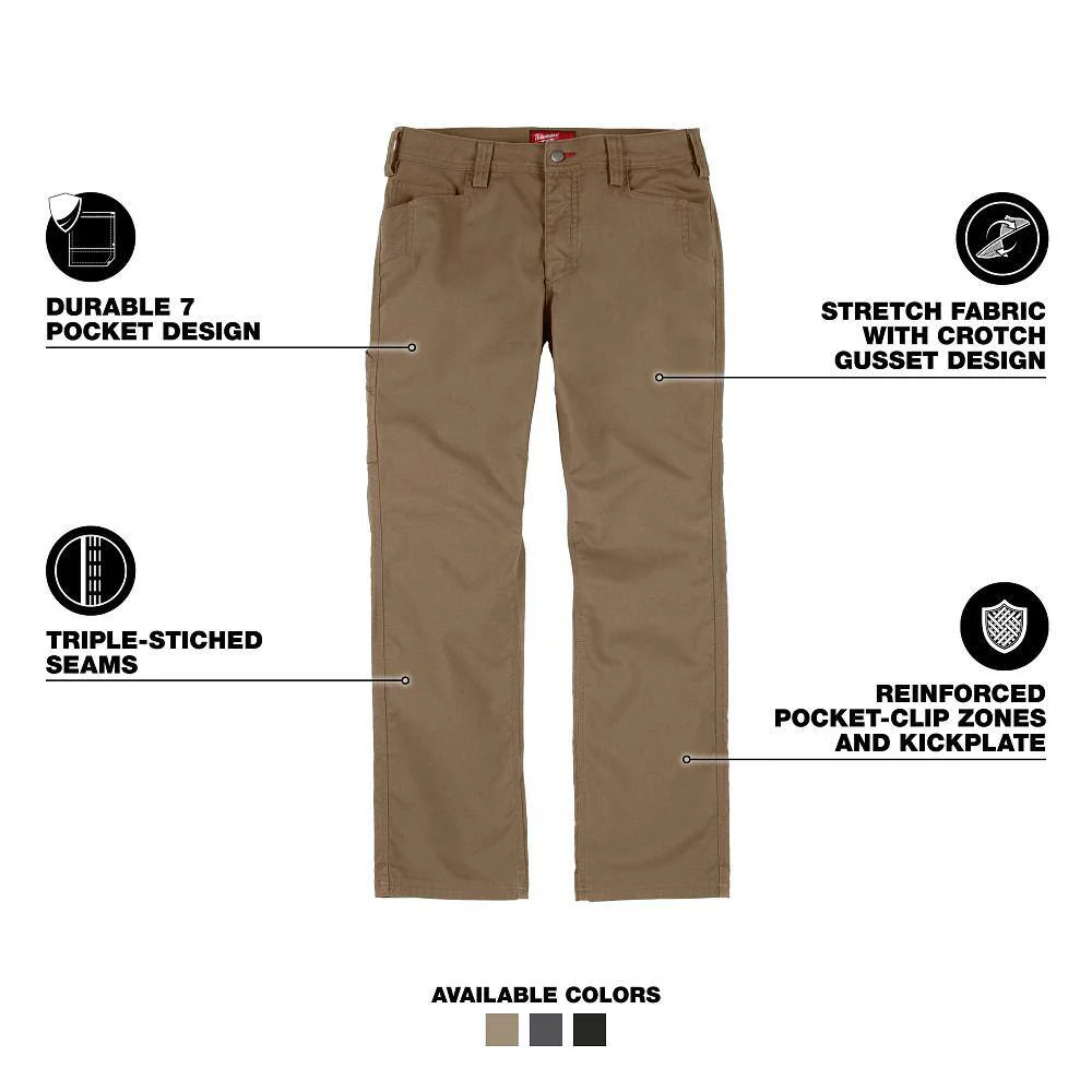 Milwaukee Men's 34x34 Khaki Cotton/Polyester Work Pants with 7 Pockets - Image 2