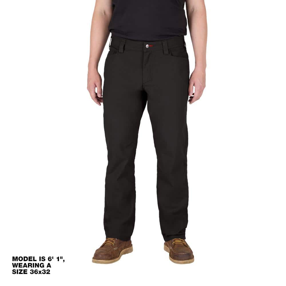 Milwaukee Men's Black Cotton/Polyester Work Pants with 7 Pockets, Size 36x32