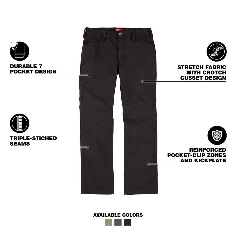 Milwaukee Men's Black Cotton/Polyester Work Pants with 7 Pockets, Size 36x32 - Image 2