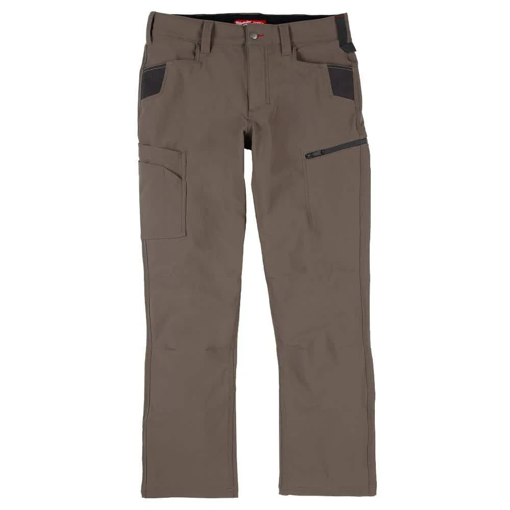 Milwaukee Men's FREEFLEX Tech Work Pants, 36x30, Brown, 7 Pockets - Image 8