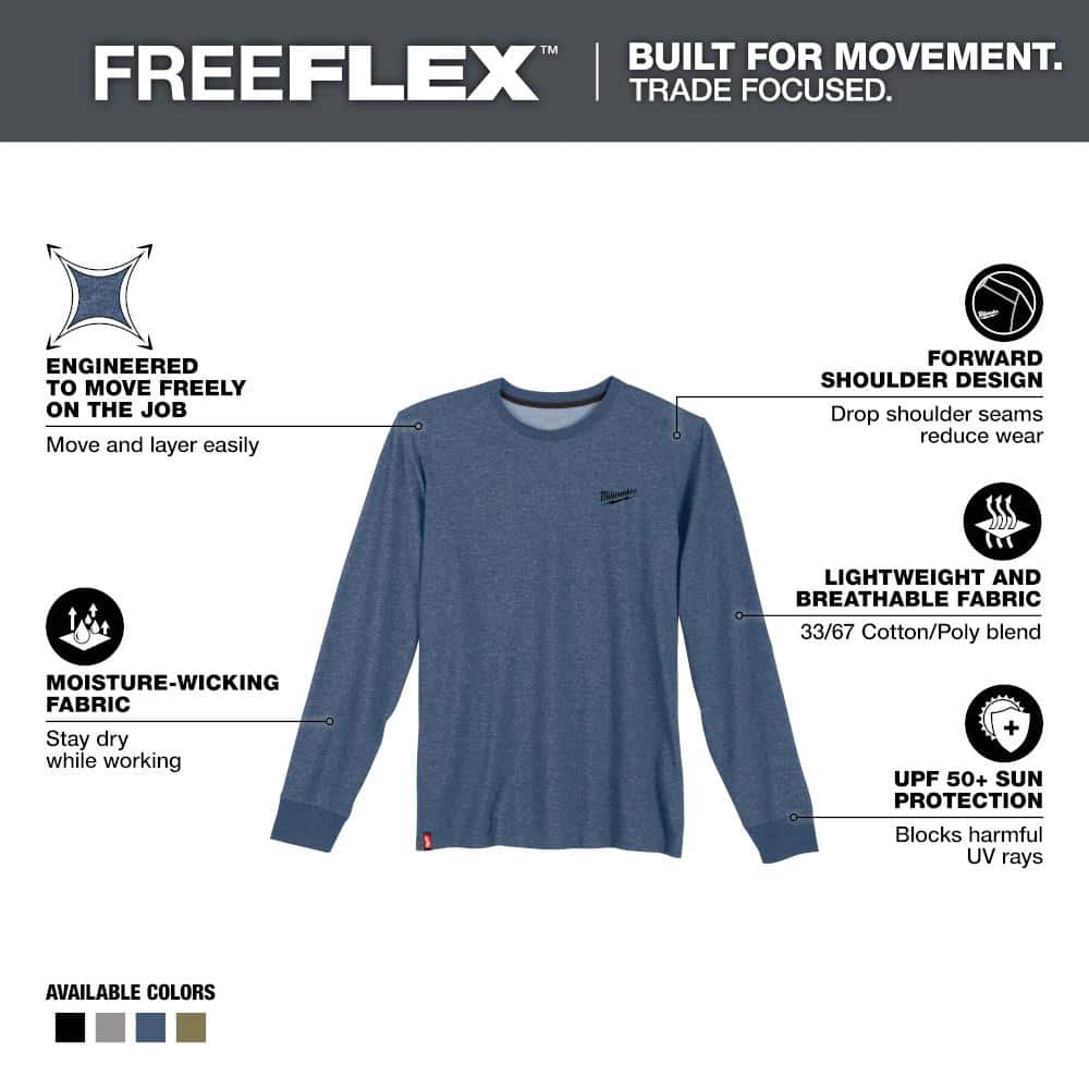 Milwaukee Men's Large Blue Cotton/Polyester Long-Sleeve Hybrid Work T-Shirt (3-Pack) - Image 2