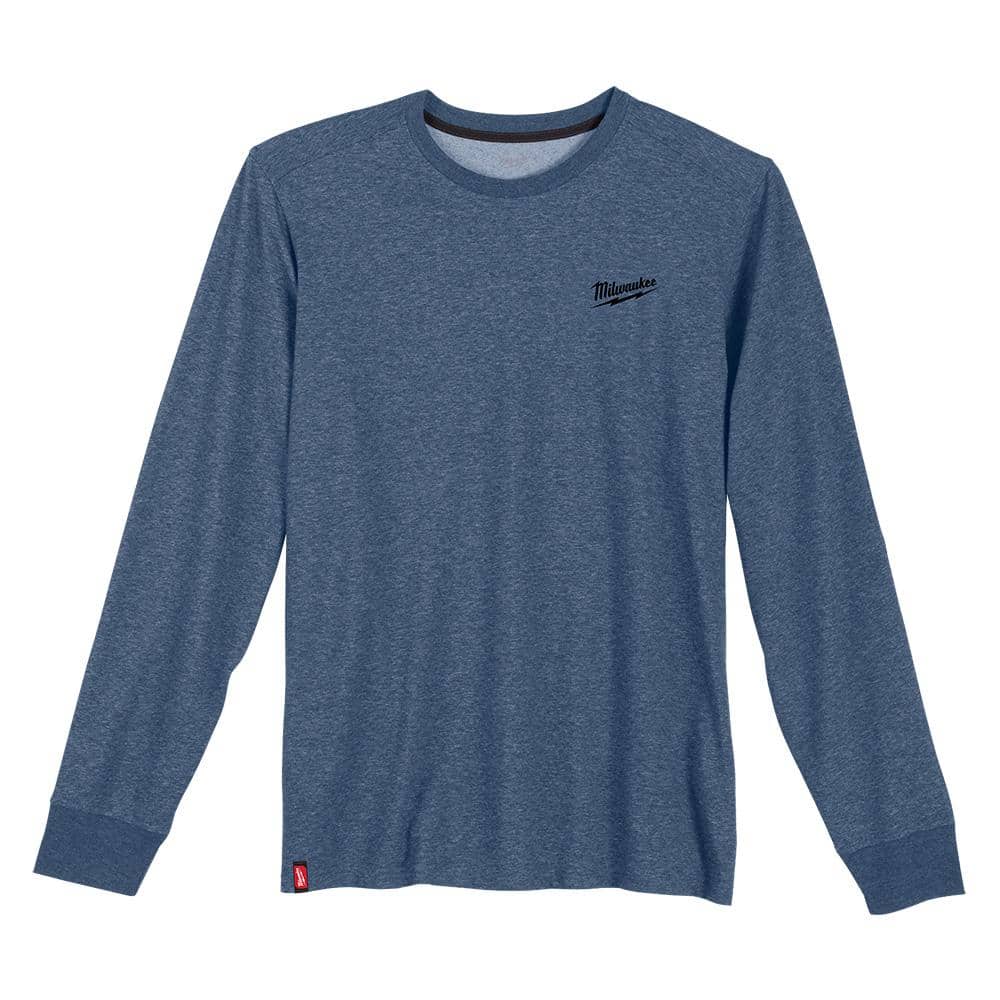 Milwaukee Men's Large Blue Cotton/Polyester Long-Sleeve Hybrid Work T-Shirt (3-Pack) - Image 7