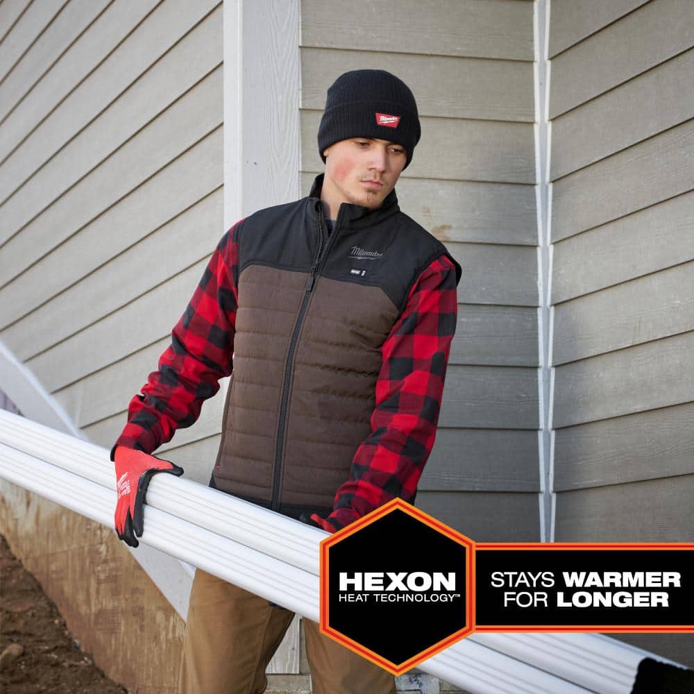 Milwaukee Men's Large M12 12V Lithium-Ion Cordless AXIS Brown Heated Vest Kit with (1) 2.0 Ah Battery and Charger - Image 6
