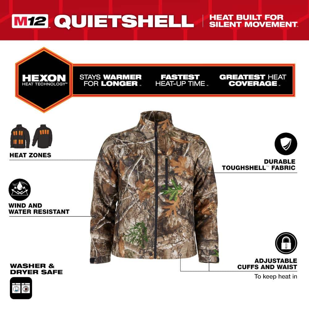 Milwaukee Men's Small M12 12V Lithium-Ion Cordless QUIETSHELL Camo Heated Jacket Kit with (1) 3.0 Ah Battery and Charger - Image 2