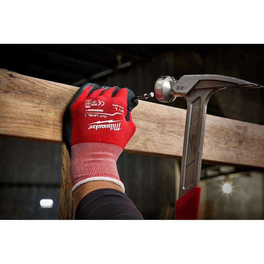 MILWAUKEE Nitrile-Coated Work Gloves, Size S (7) – Red/Black, Sandy Palm Dipped, ANSI Abrasion Level 3 - Image 4