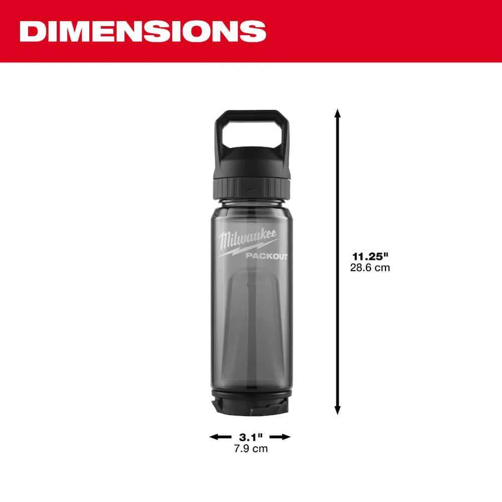 Milwaukee PACKOUT 25 oz Black Plastic Bottle with Leakproof Chug Lid, 3.10 in W x 11.25 in H - Image 3