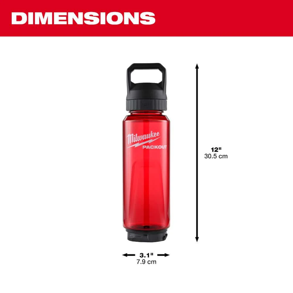 Milwaukee PACKOUT 34 oz. Red Plastic Bottle with Chug Lid - Image 3