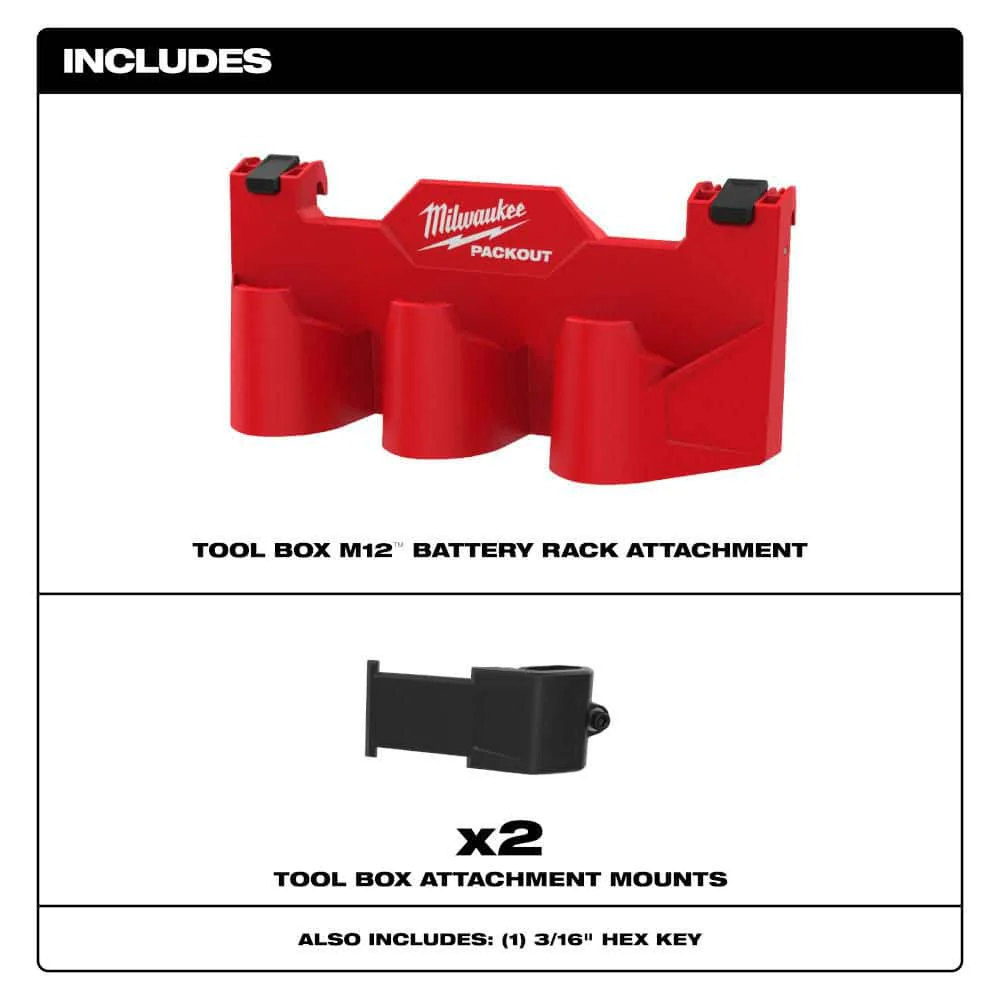 Milwaukee PACKOUT M12 Battery Tool Box Rack Attachment, 16.8 in x 5 in x 4.8 in - Image 4
