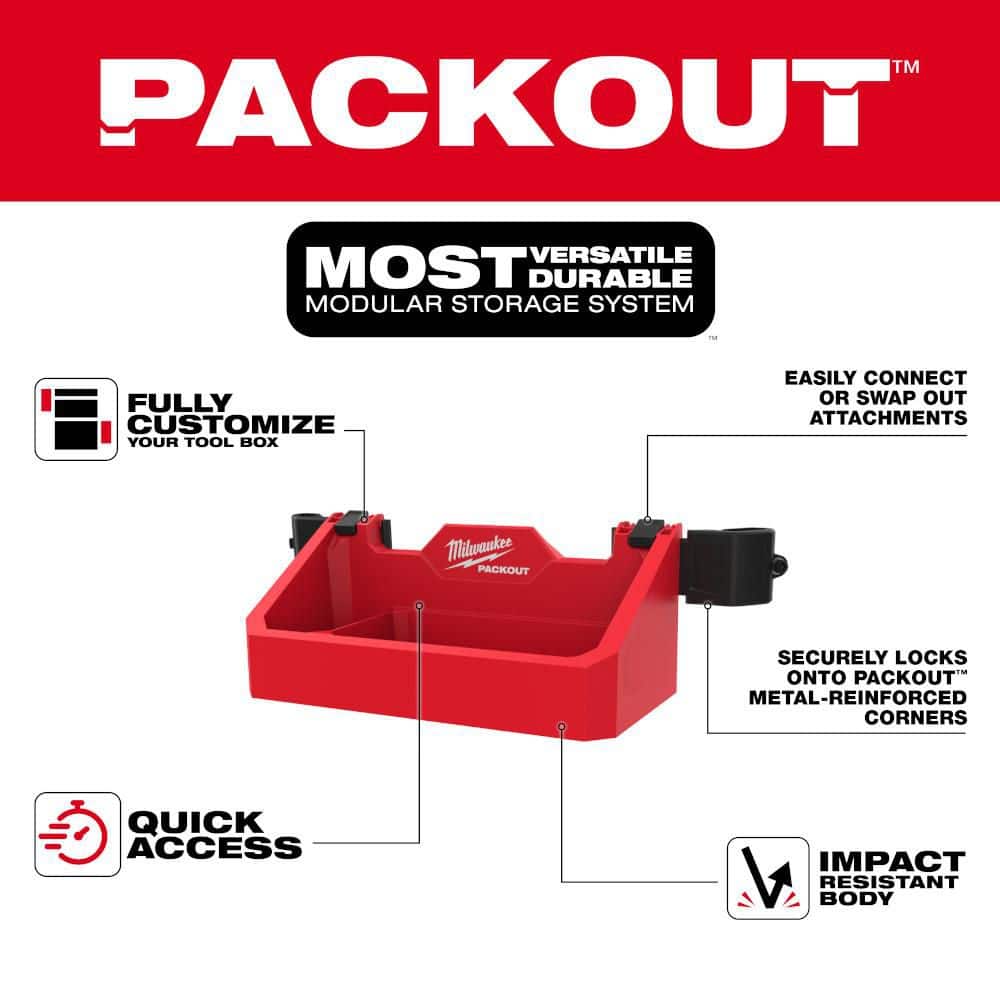 Milwaukee PACKOUT Tray Tool Box Rack Attachment, 16.8 in. x 6.9 in. x 4.8 in., Polypropylene - Image 5