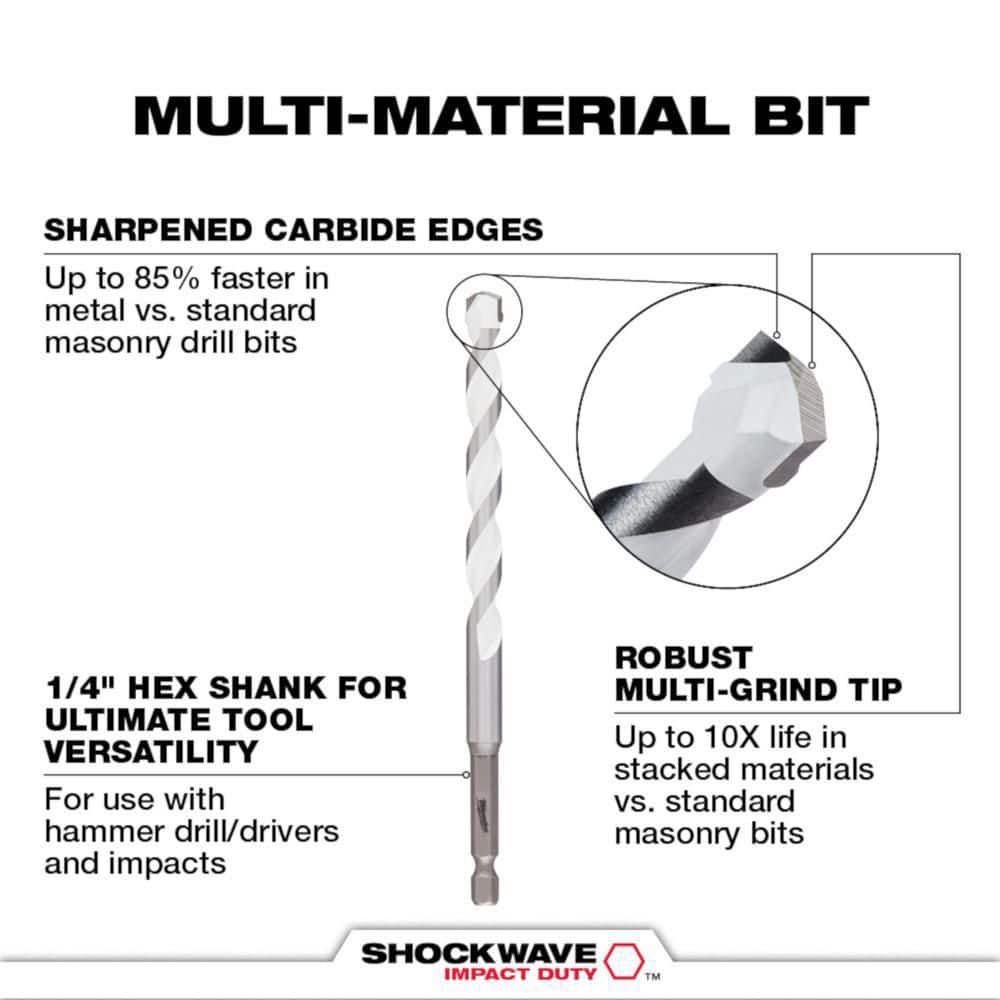 Milwaukee SHOCKWAVE Carbide Multi-Material Drill & Driver Bit Set with PACKOUT Case, 107-Piece (Model 48-20-8899/48-32-4082) - Image 5