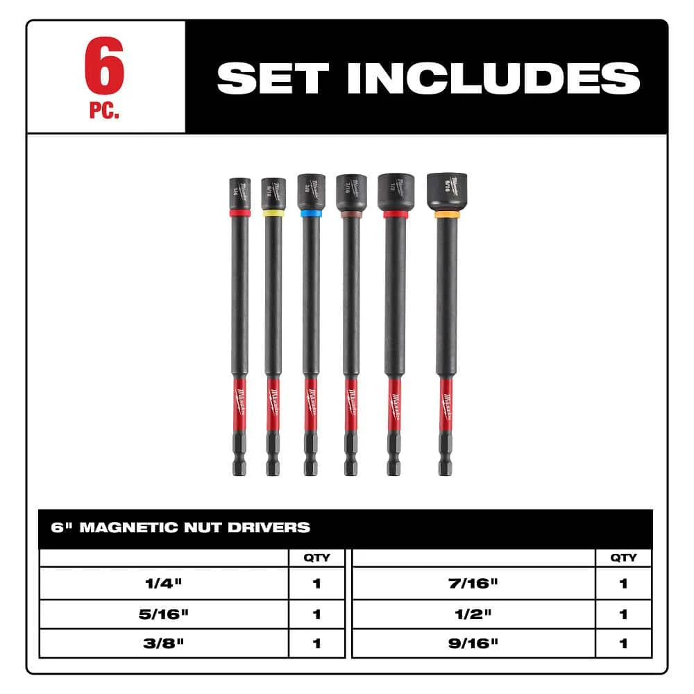 Milwaukee SHOCKWAVE Impact Duty 6 in. Magnetic Nut Driver Set (6-Pieces) - Image 3