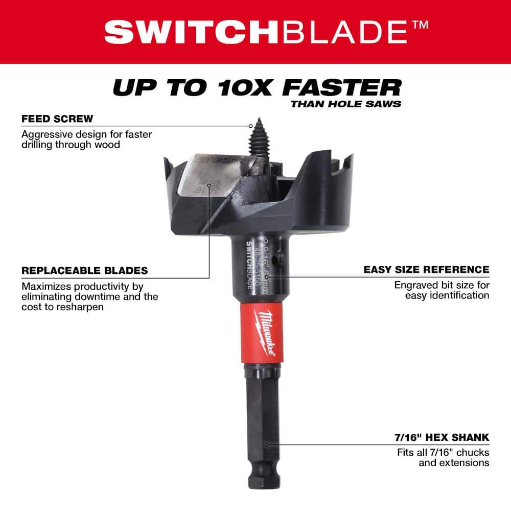 Milwaukee SWITCHBLADE Plumbers Self-Feed Bits Kit, 5-Piece (49-22-5100) - Image 5