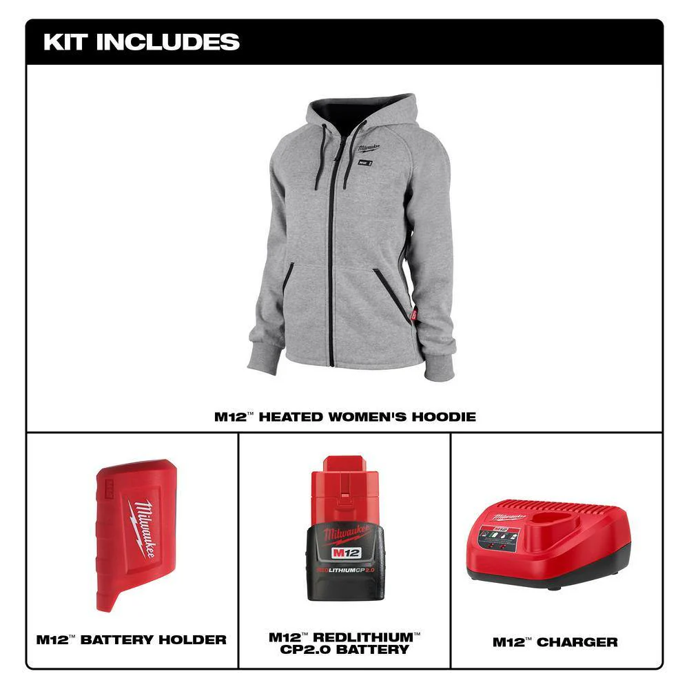 Milwaukee Women’s 2X-Large M12 12-Volt Cordless Gray Heated Hoodie Kit with (1) 2.0Ah Battery & Charger - Image 3