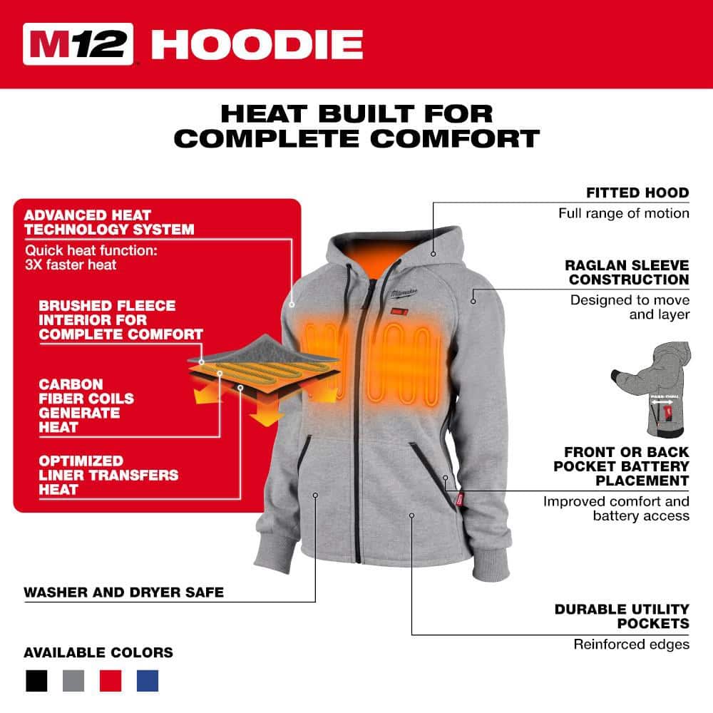 Milwaukee Women’s 2X-Large M12 12-Volt Cordless Gray Heated Hoodie Kit with (1) 2.0Ah Battery & Charger - Image 4
