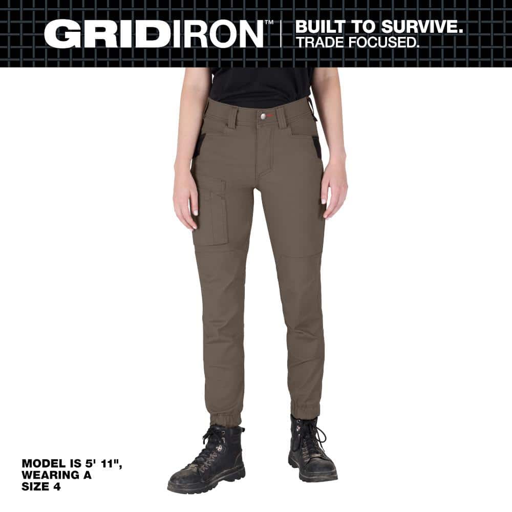 Milwaukee Women’s Brown GRIDIRON Double-Knee Jogger Work Pants with 6 Pockets, 29" Inseam