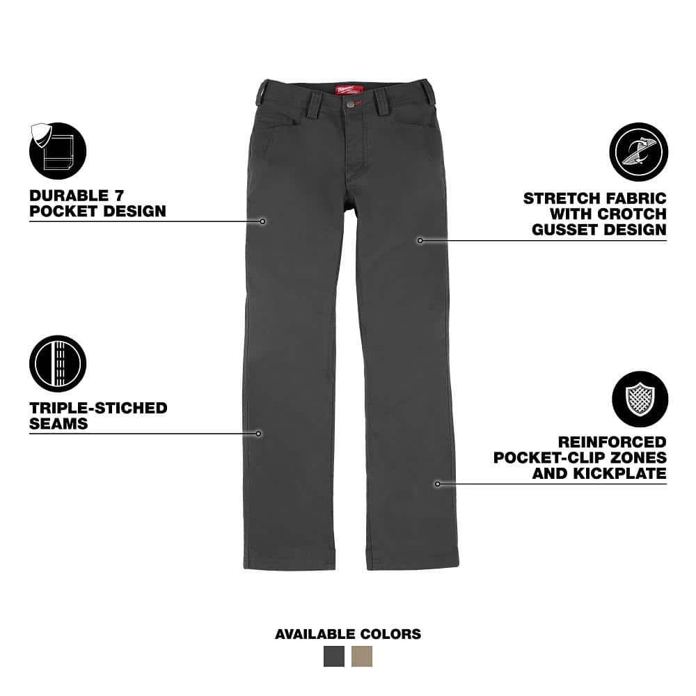 Milwaukee Women's Gray Work Pants with 7 Pockets – Size 6 (F650G-6R) - Image 2