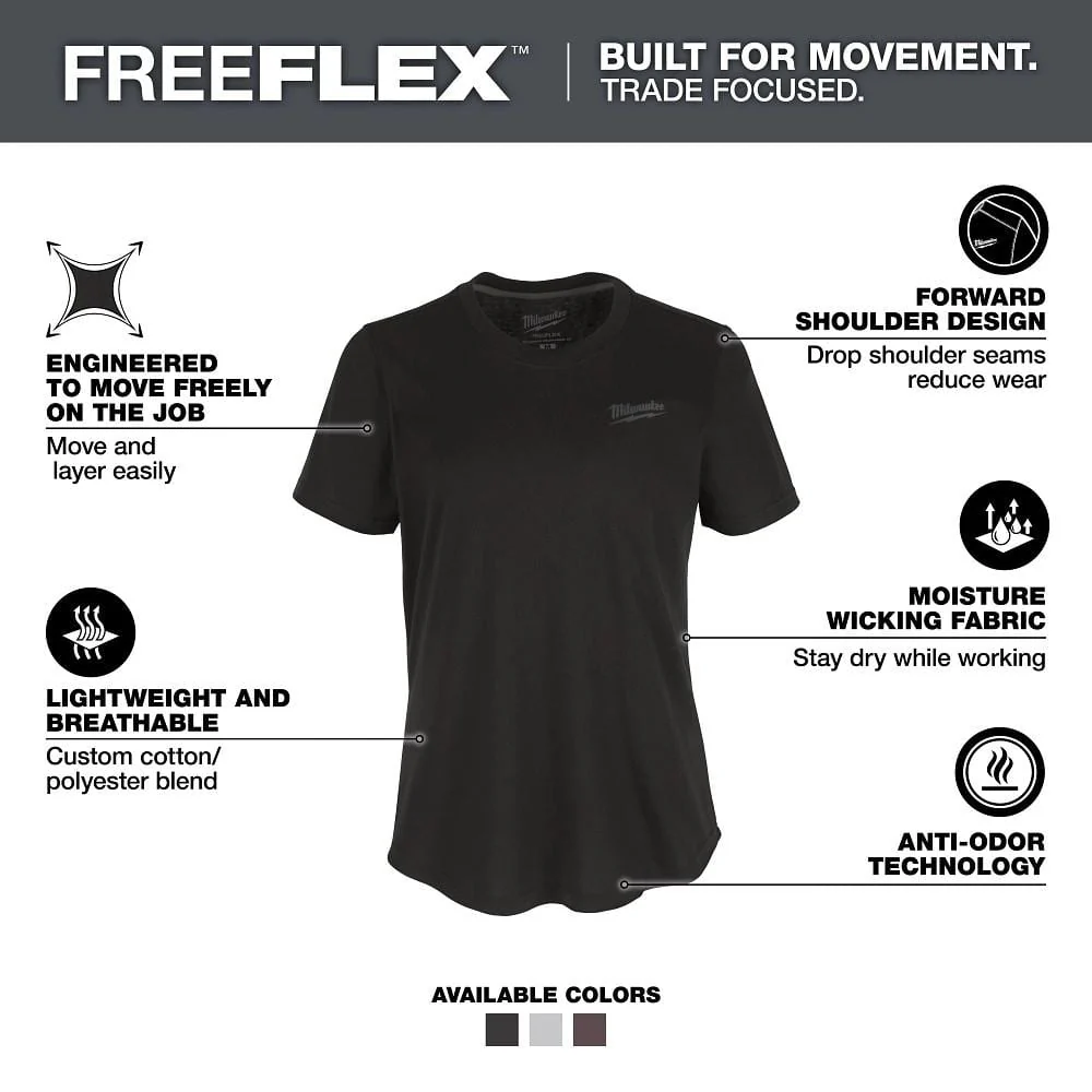 Milwaukee Women's Large Black FREEFLEX Short Sleeve Hybrid Work T-Shirt - Image 2