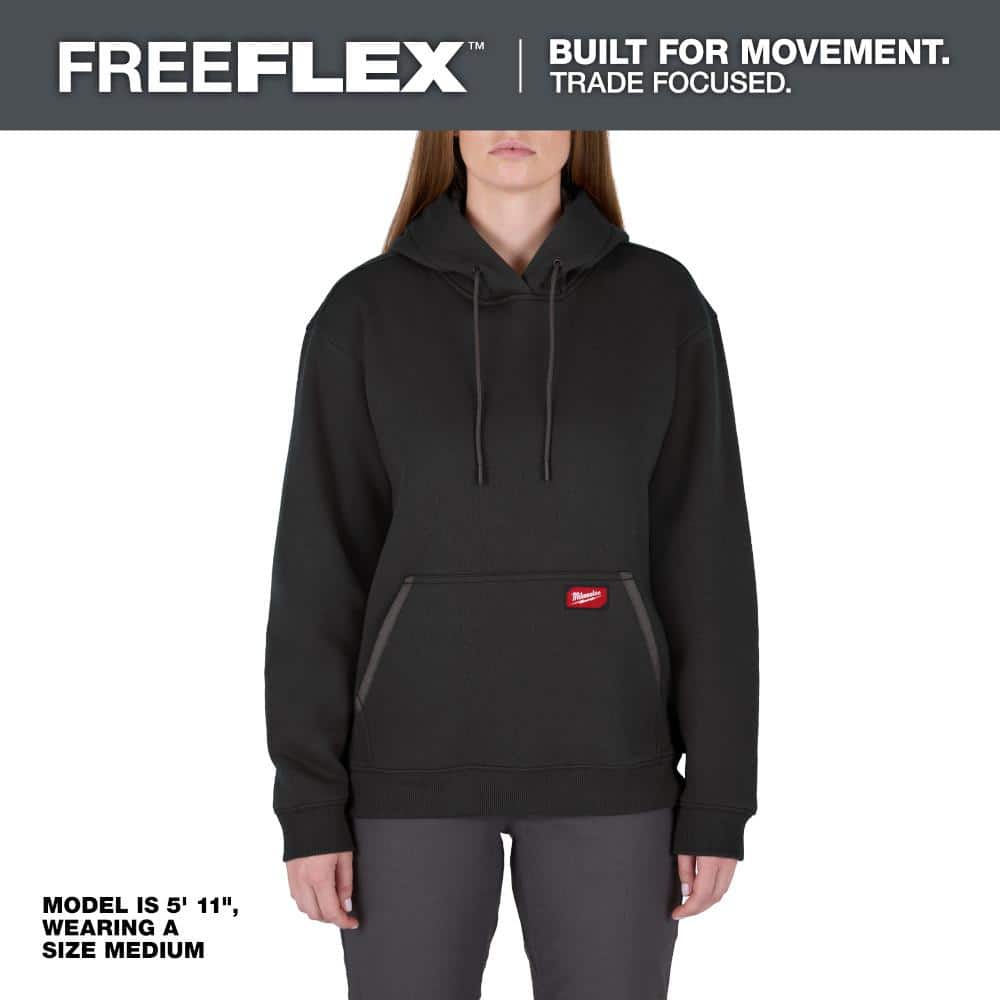 Milwaukee Women's Large Black Midweight Cotton/Polyester Long-Sleeve Pullover Hoodie