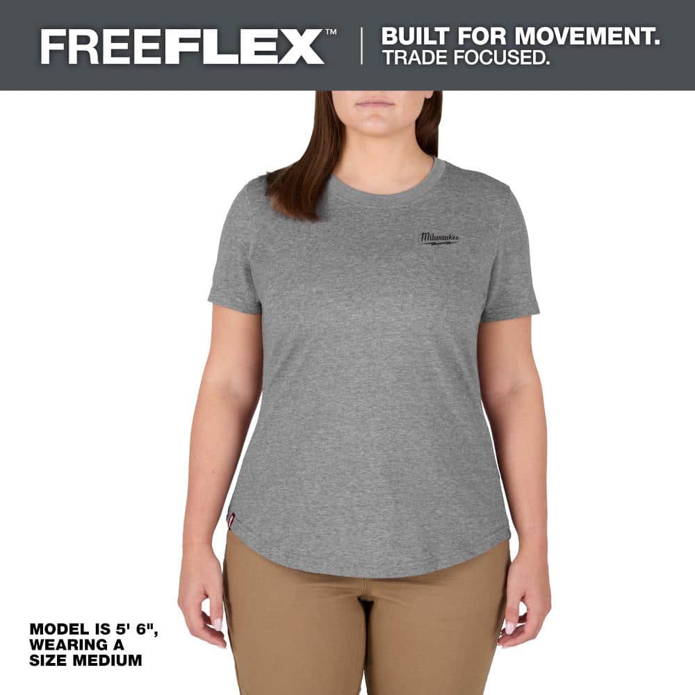 Milwaukee Women’s Large Gray FREEFLEX Short Sleeve Hybrid Work T-Shirt