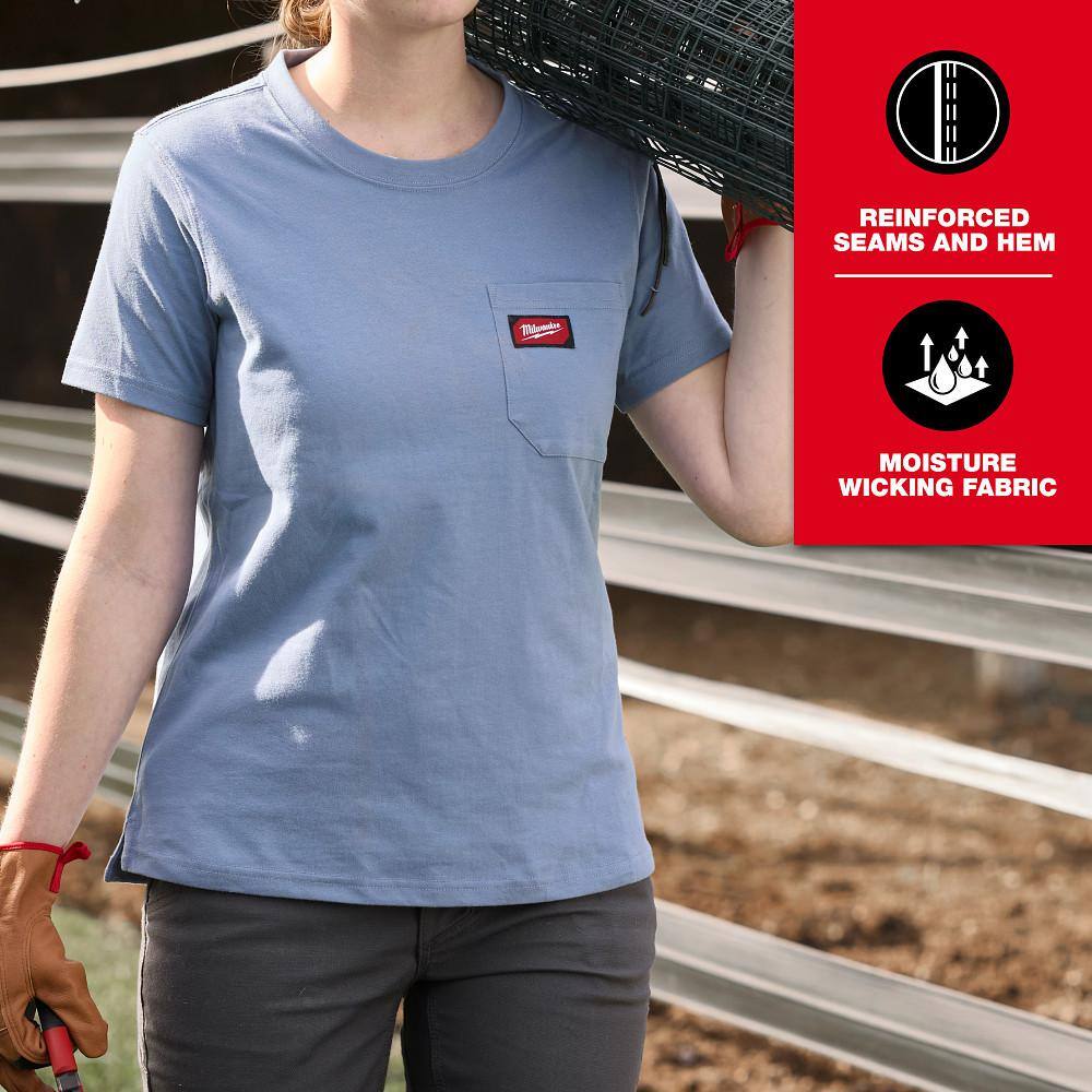 Milwaukee Women’s Large Gray GRIDIRON Short Sleeve Pocket T-Shirt - Image 4