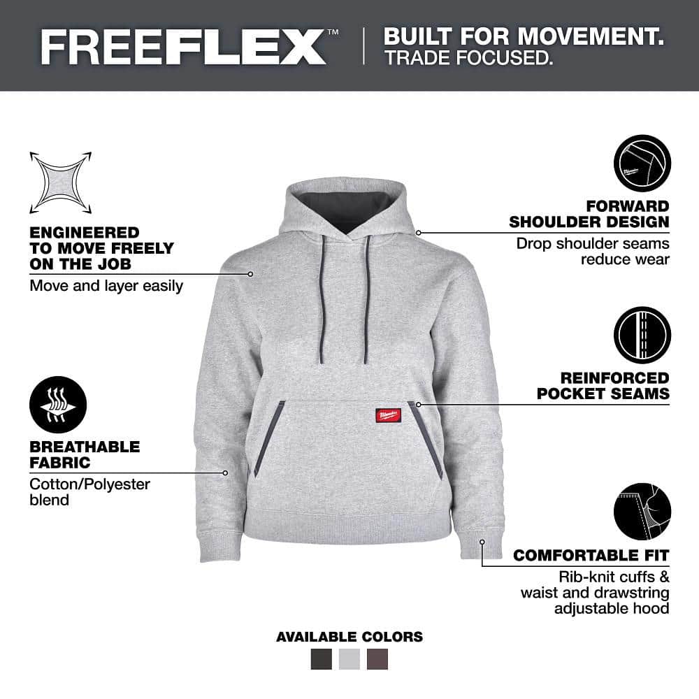 Milwaukee Women’s Large Gray Midweight Cotton/Polyester Long-Sleeve Pullover Hoodie - Image 2