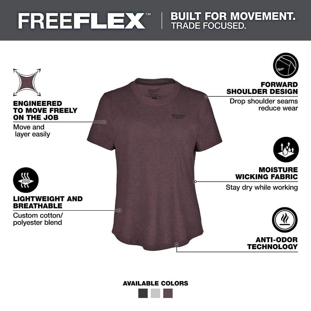 Milwaukee Women’s Large Purple FREEFLEX Short Sleeve Hybrid Work T-Shirt - Image 2