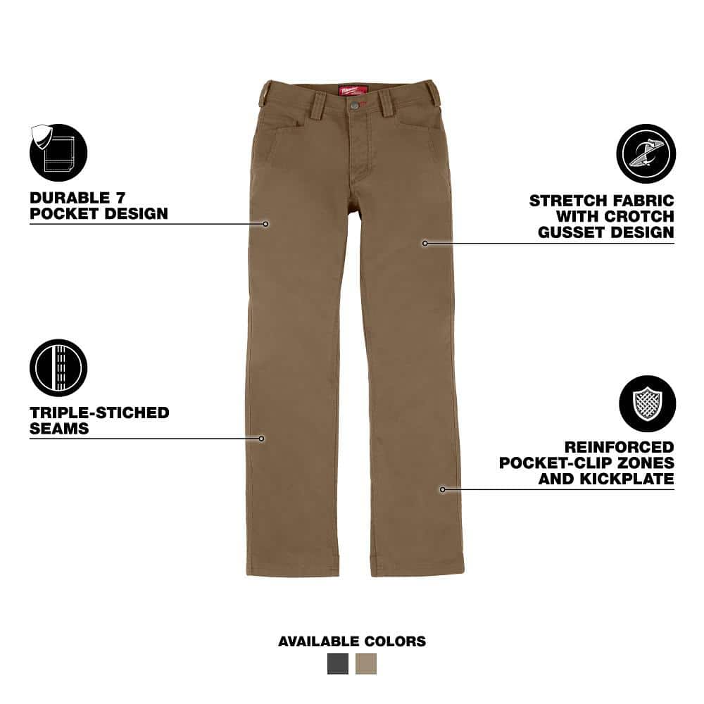 Milwaukee Women's Size 6 Khaki Cotton/Polyester Work Pants with 7 Pockets - Image 2