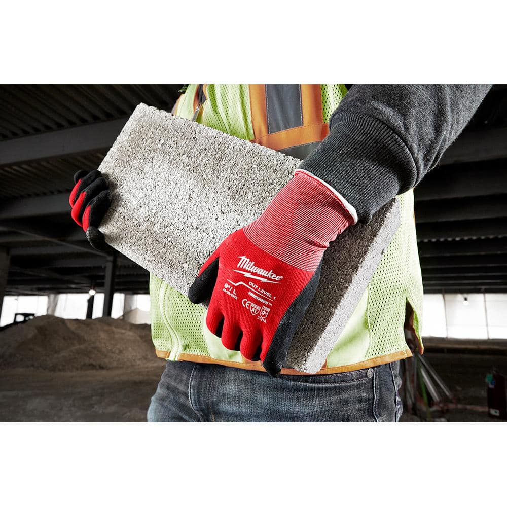 MILWAUKEE XL Red Nitrile Dipped Work Gloves – Abrasion Resistant, Touchscreen Compatible - Image 5