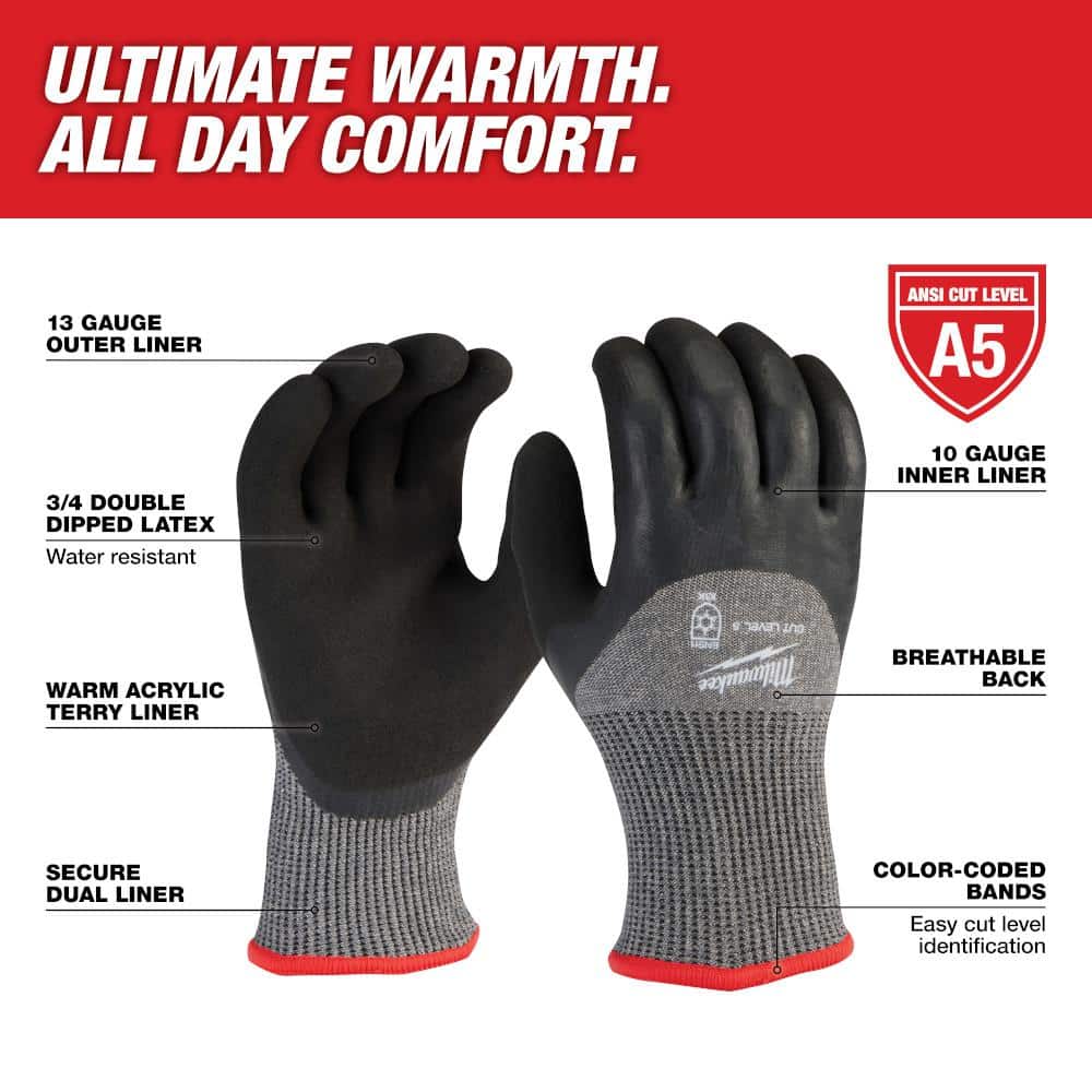 Milwaukee XX-Large Red Latex Level 5 Cut Resistant Insulated Winter Dipped Work Gloves (12-Pack) - Image 2