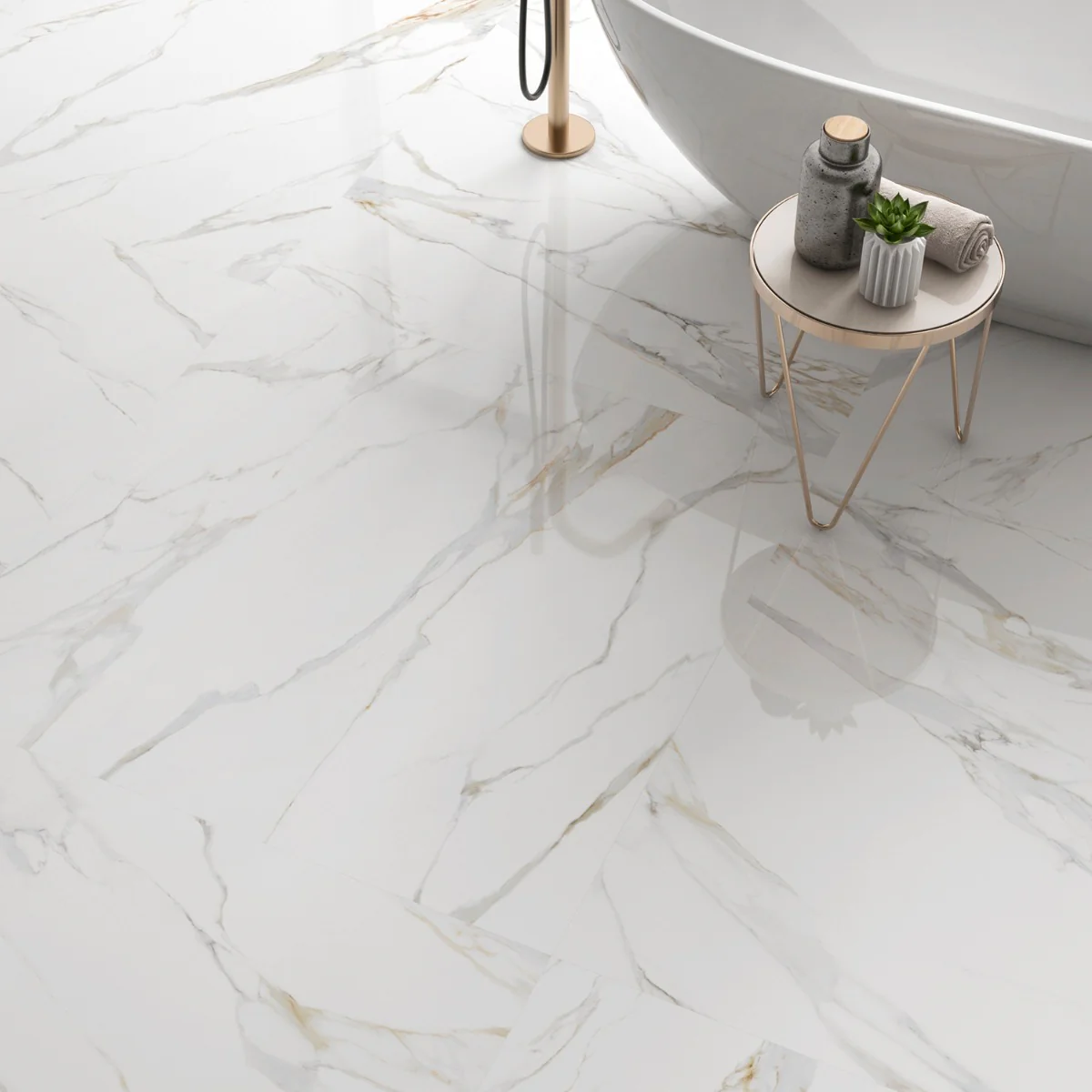 Minera Aurora Gold 48x48 Polished Porcelain Tile - Lux Tile - Image 2