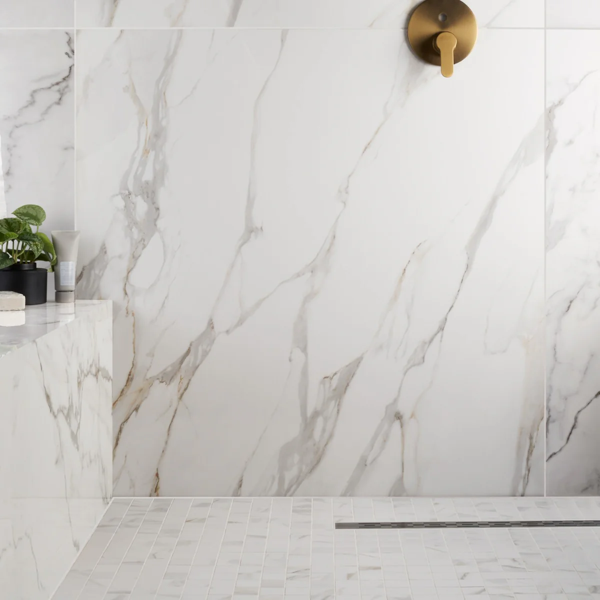 Minera Aurora Gold 48x48 Polished Porcelain Tile - Lux Tile - Image 3
