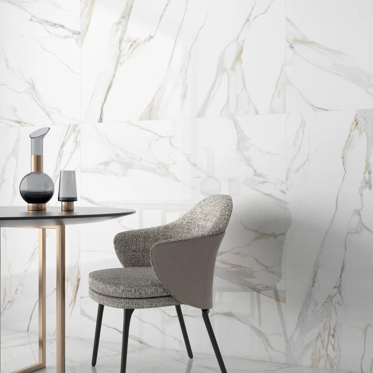 Minera Aurora Gold 48x48 Polished Porcelain Tile - Lux Tile - Image 6